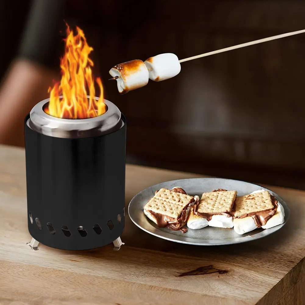 Smokeless Tabletop Fire Pit Stainless Steel Indoor Outdoor Table Top Firepit Portable Mini Stove for Patio Camping