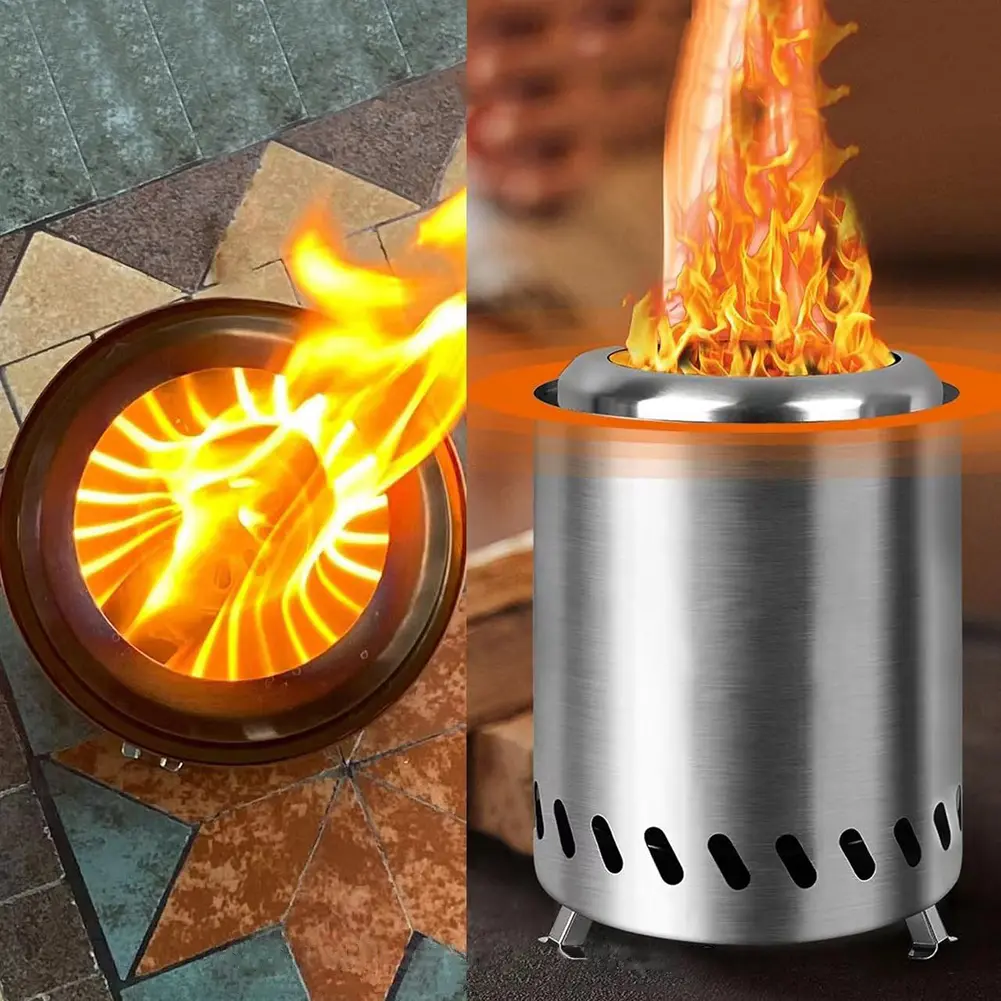 Smokeless Tabletop Fire Pit Stainless Steel Indoor Outdoor Table Top Firepit Portable Mini Stove for Patio Camping