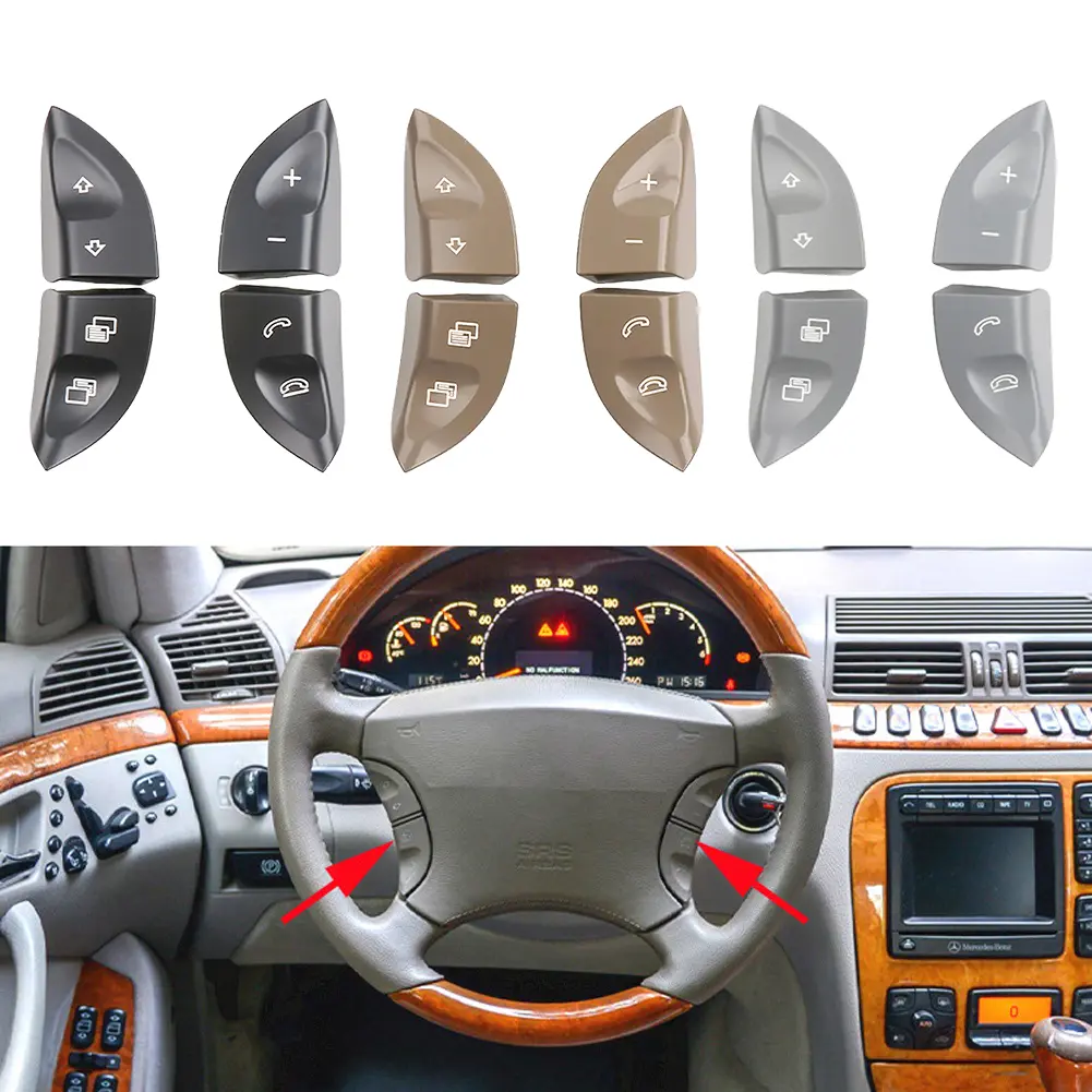Multi-function Switch Buttons 2208210679 Car Steering Wheel Switch Control Buttons Cover for Mercedes-Benz S CL Class W220 W215