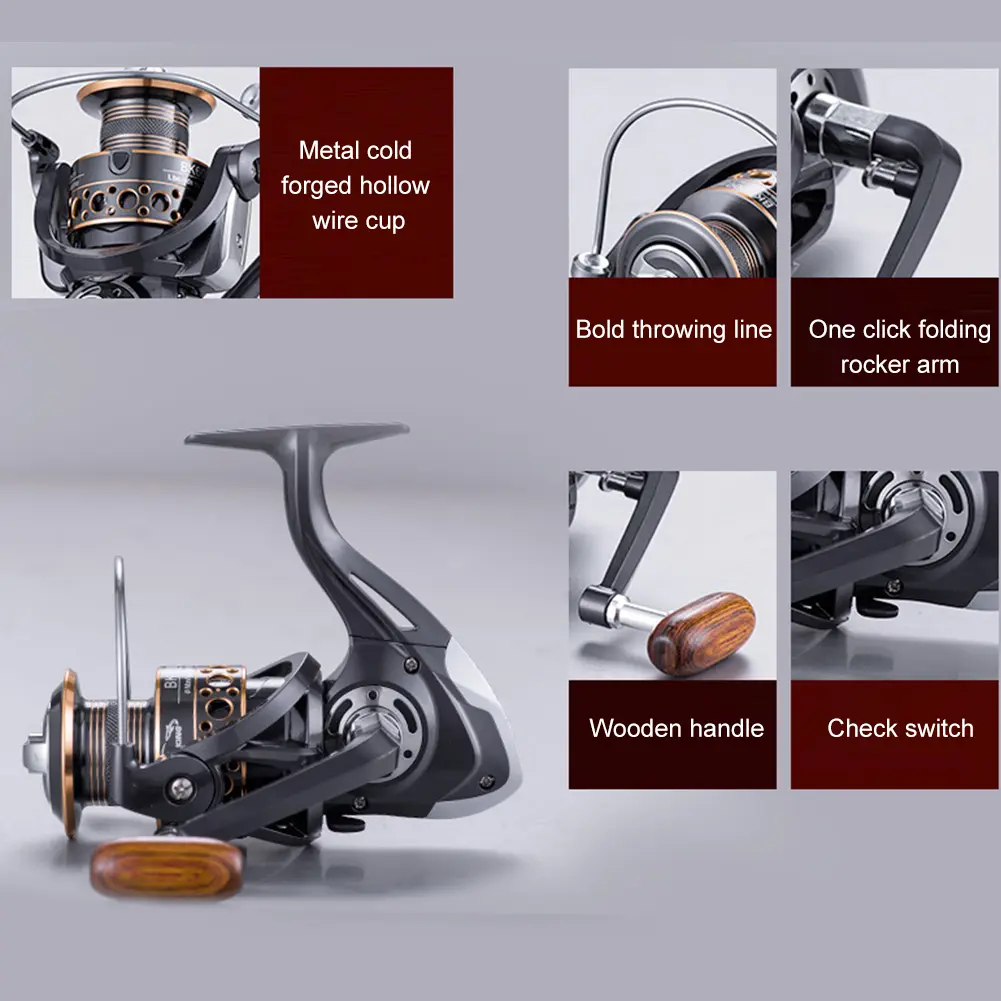 Innovative Water Resistance Spinning Reel Spinning Reel with Wood Handle Saltwater Fishing Reel Long Cast Offshore Trolling Reel