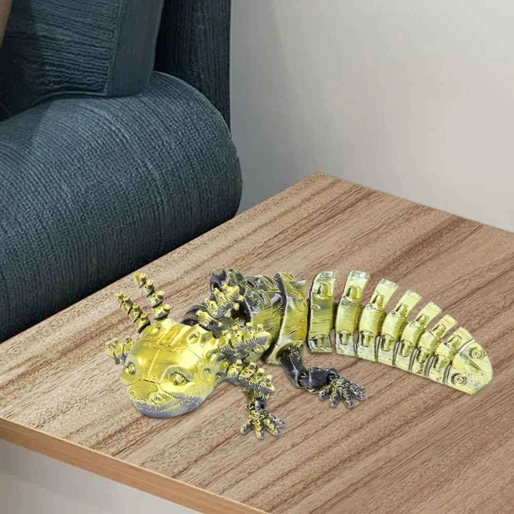 3D Printed Axolotl Toy Articulated Mechanical Axolotl Figurine 3D Printed Animal for Stress Relief Home Decor