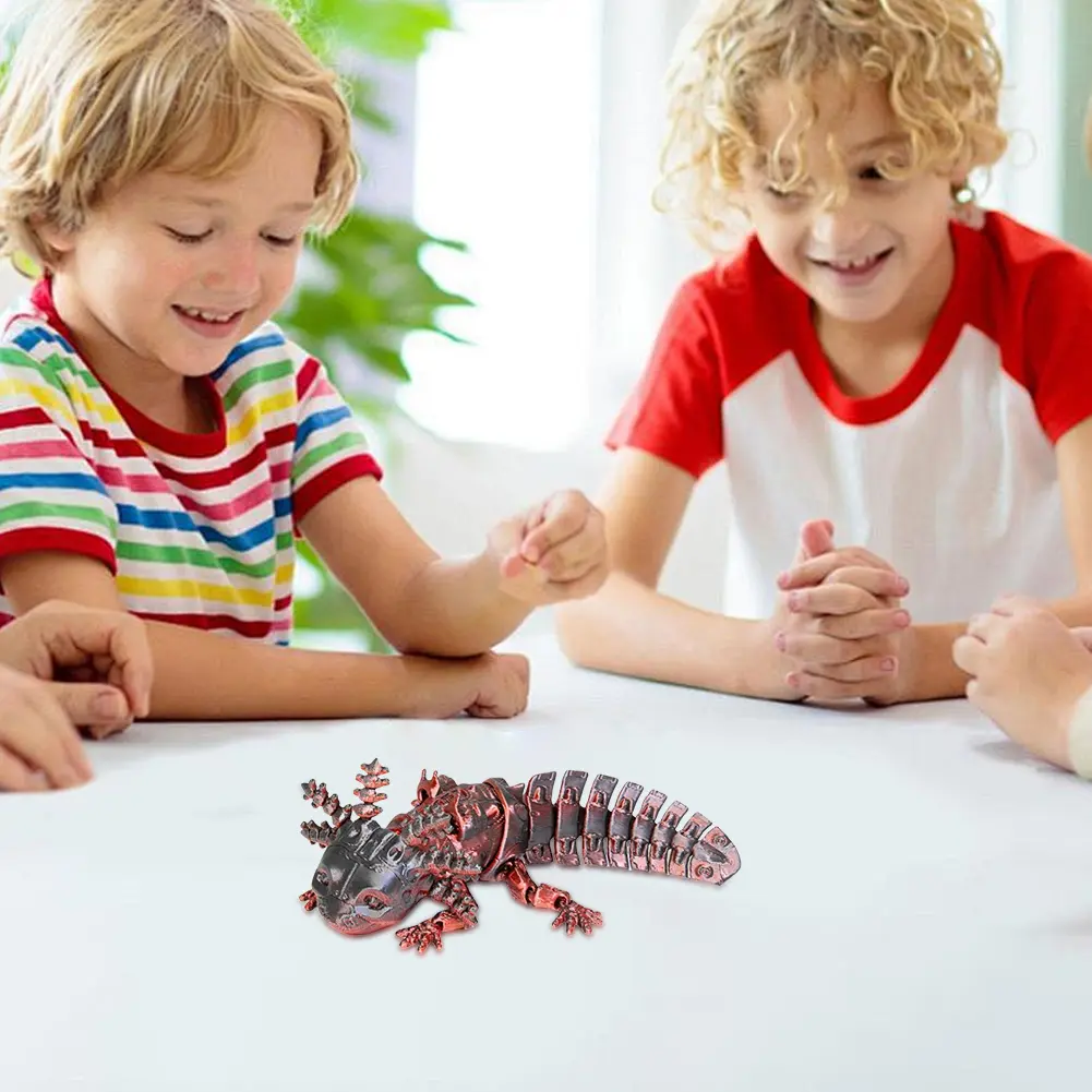 3D Printed Axolotl Toy Articulated Mechanical Axolotl Figurine 3D Printed Animal for Stress Relief Home Decor