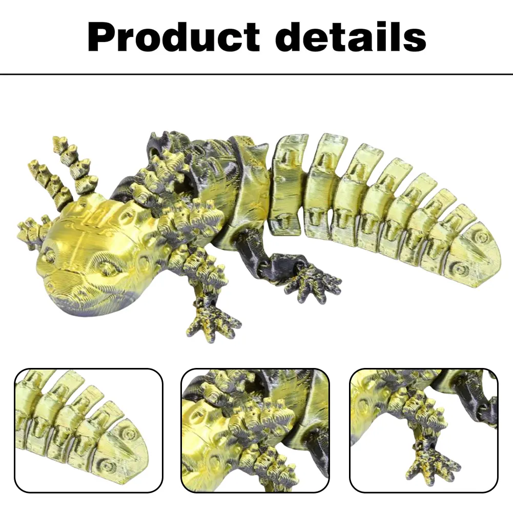 3D Printed Axolotl Toy Articulated Mechanical Axolotl Figurine 3D Printed Animal for Stress Relief Home Decor