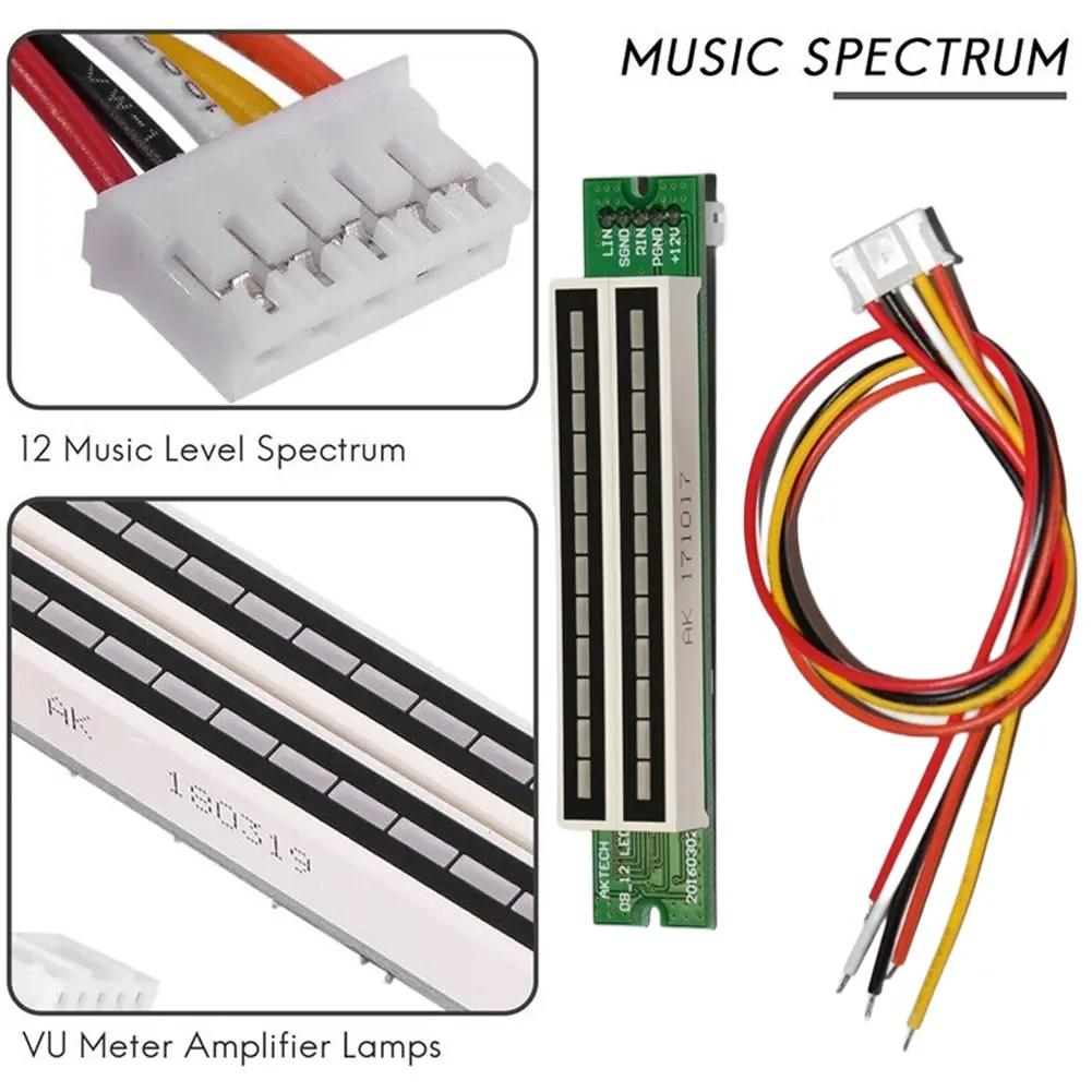 Dual Channel 12 Bit Audio LED Indicator Light Adjustable Light Speed LED Music Level Indicator Module DIY Electronic Kits