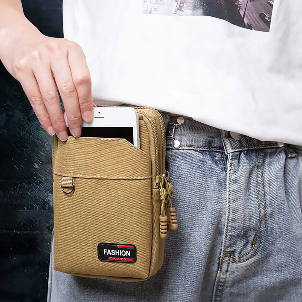 7 Inch Mobile Phone Pocket Portable Coin Phone Organizer Bag Nylon Wear-resistant Lightweight for Outdoor Camping Hunting