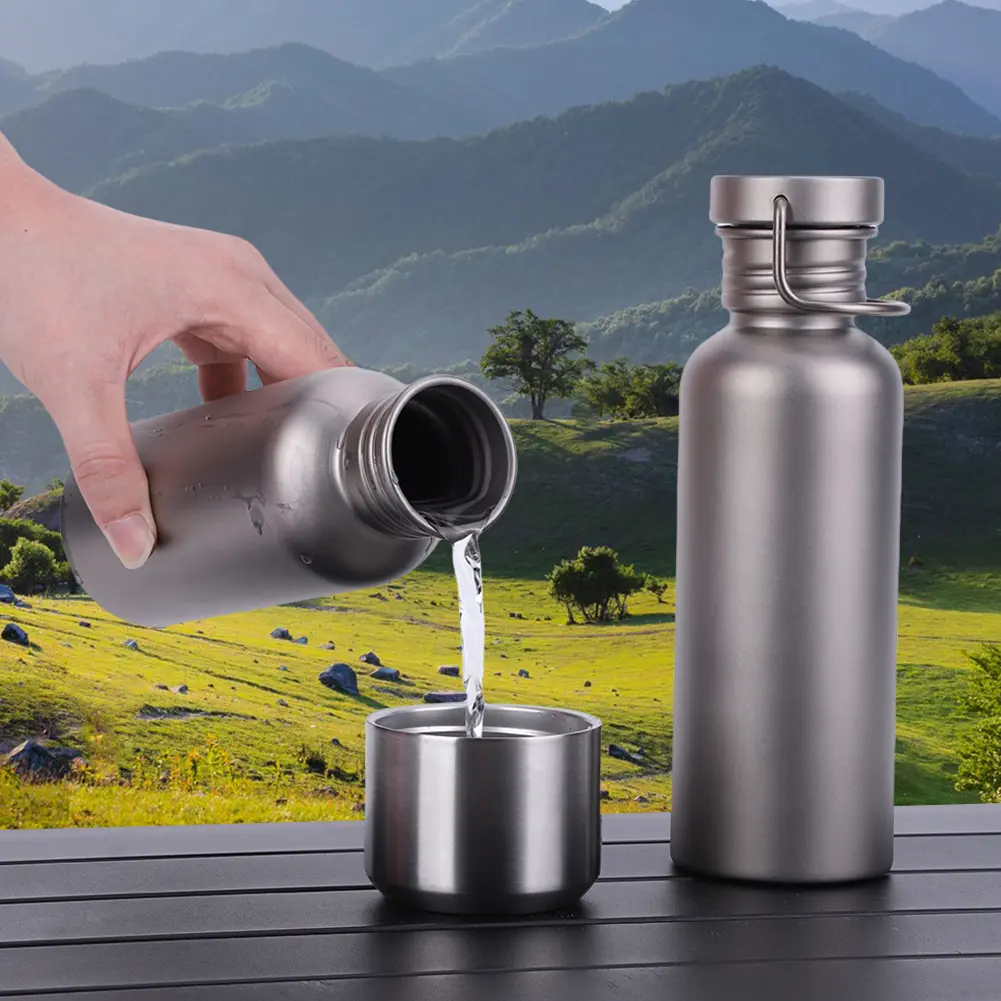 500/600/750ml Titanium Water Bottle with Lid Lightweight Drinking Bottle Leak-Proof Ultralight Water Bottle for Outdoor Picnic