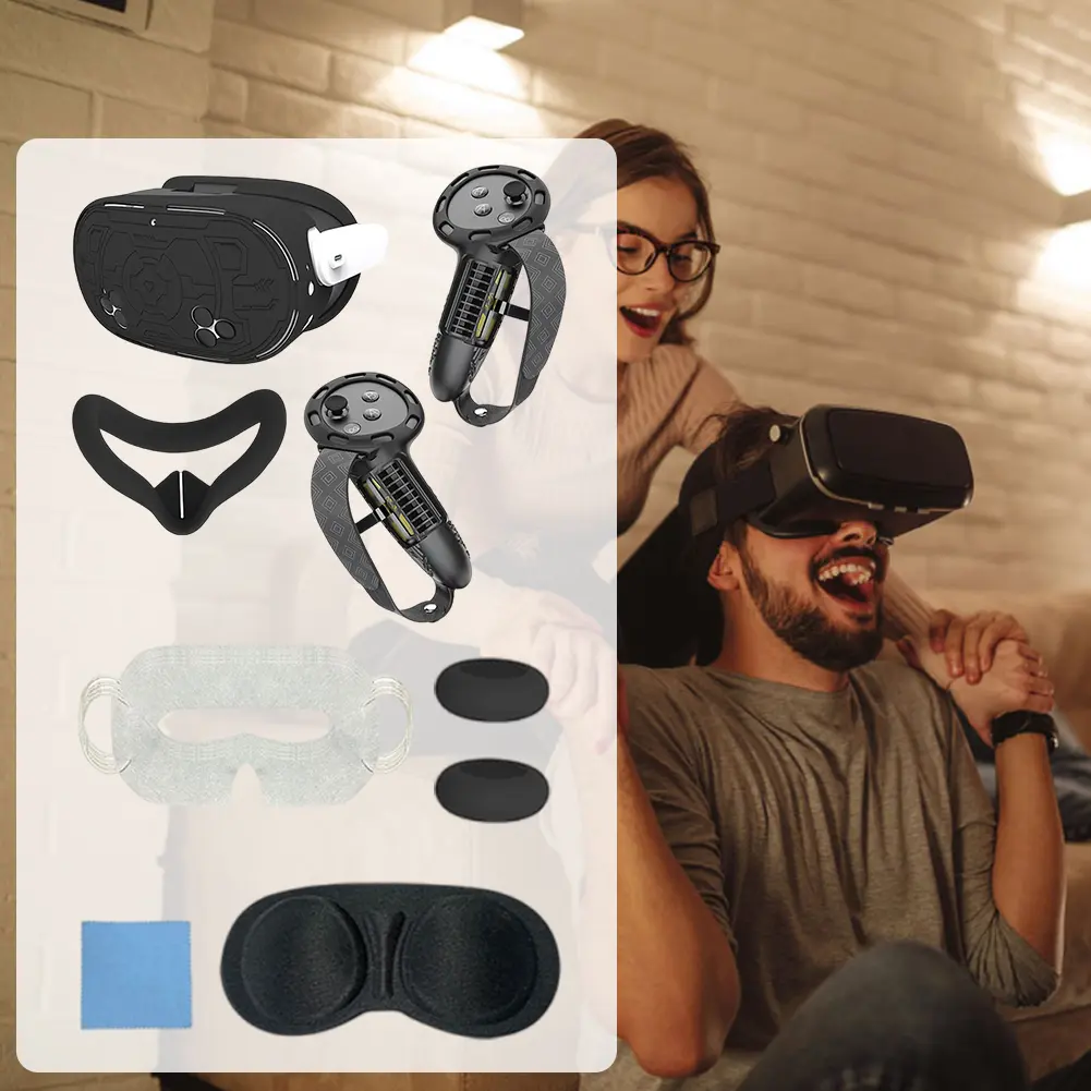 For Meta Quest 3S Silicone Protection Cover 7 In 1 Anti-Fall Joystick Caps Mask Case Face Eye Cover Replacement VR Accessories