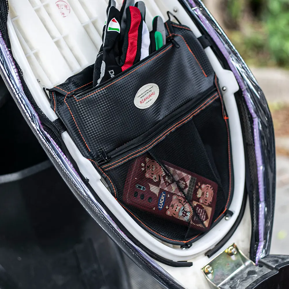 RZAHUAHU Under Seat Storage Pouch Practical PU Leather Motorcycle Under Seat Organizer Bag Modification Accessories Tool Storage