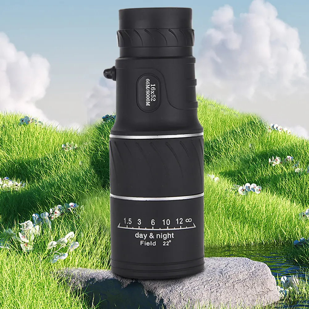 16X52 Binocular Optical Lens High Definition Compact Monocular BAK4 Prism Dual Focus Zoom 16X with Neck Strap and Cleaning Cloth