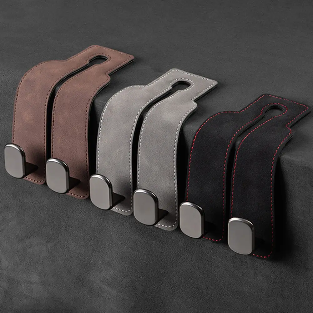 Car Headrest Hook Suede Microfiber Large Load-Bearing Hook Hanger Auto Back Seat Organizer Hanger for Vehicle SUV Auto
