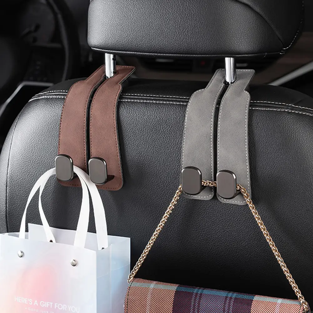 Car Headrest Hook Suede Microfiber Large Load-Bearing Hook Hanger Auto Back Seat Organizer Hanger for Vehicle SUV Auto