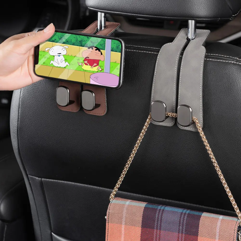 Car Headrest Hook Suede Microfiber Large Load-Bearing Hook Hanger Auto Back Seat Organizer Hanger for Vehicle SUV Auto