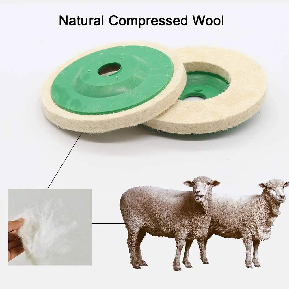 5 Pcs Wool Felt Polishing Pad Disc for Angle Grinder 4 Inch Polishing Wheel Disc 100mm for Car Metal Marble Glass Ceramics