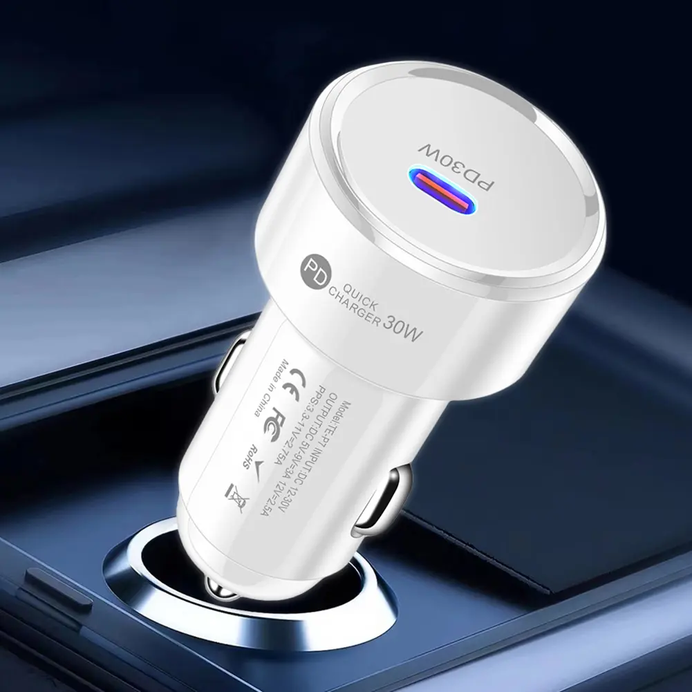 PD 30W USB Charger Socket USB Type C Car Power Adapter Multiple Protection Car USB-C Adapter for Samsung Huawei Xiaomi