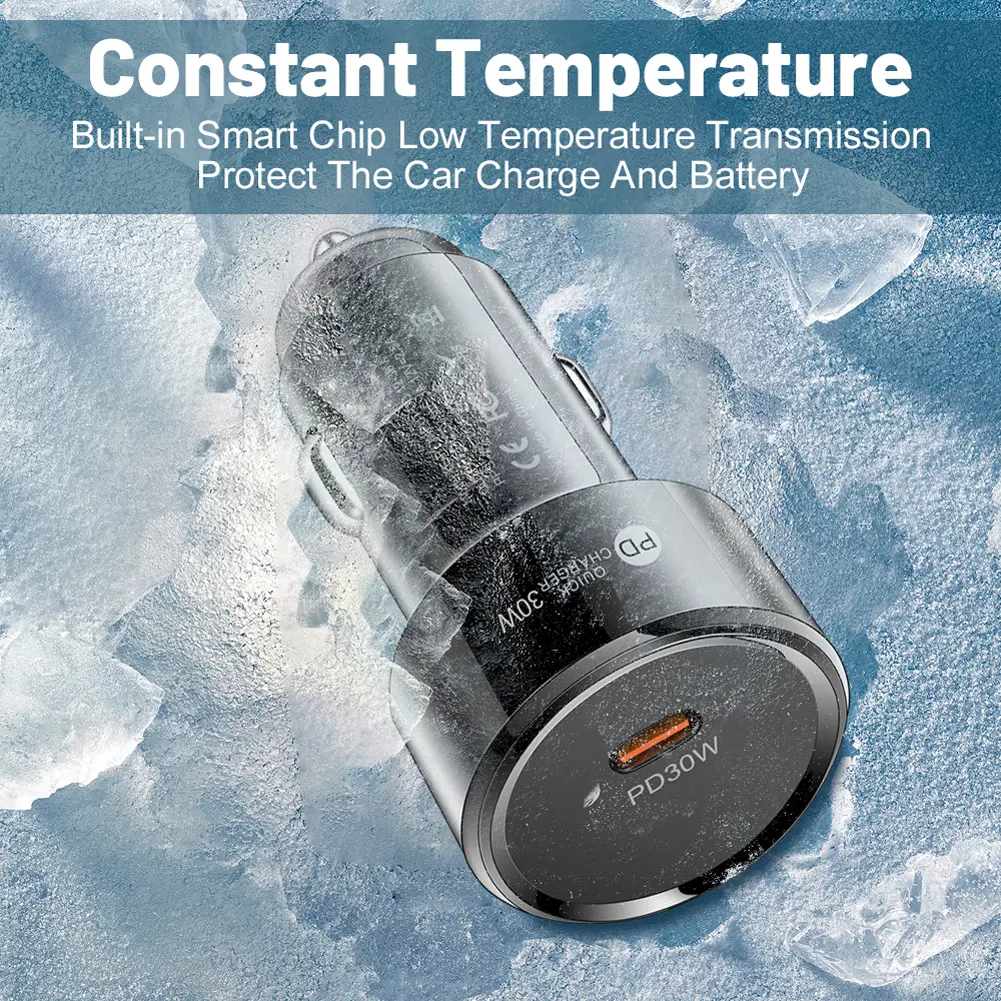 PD 30W USB Charger Socket USB Type C Car Power Adapter Multiple Protection Car USB-C Adapter for Samsung Huawei Xiaomi