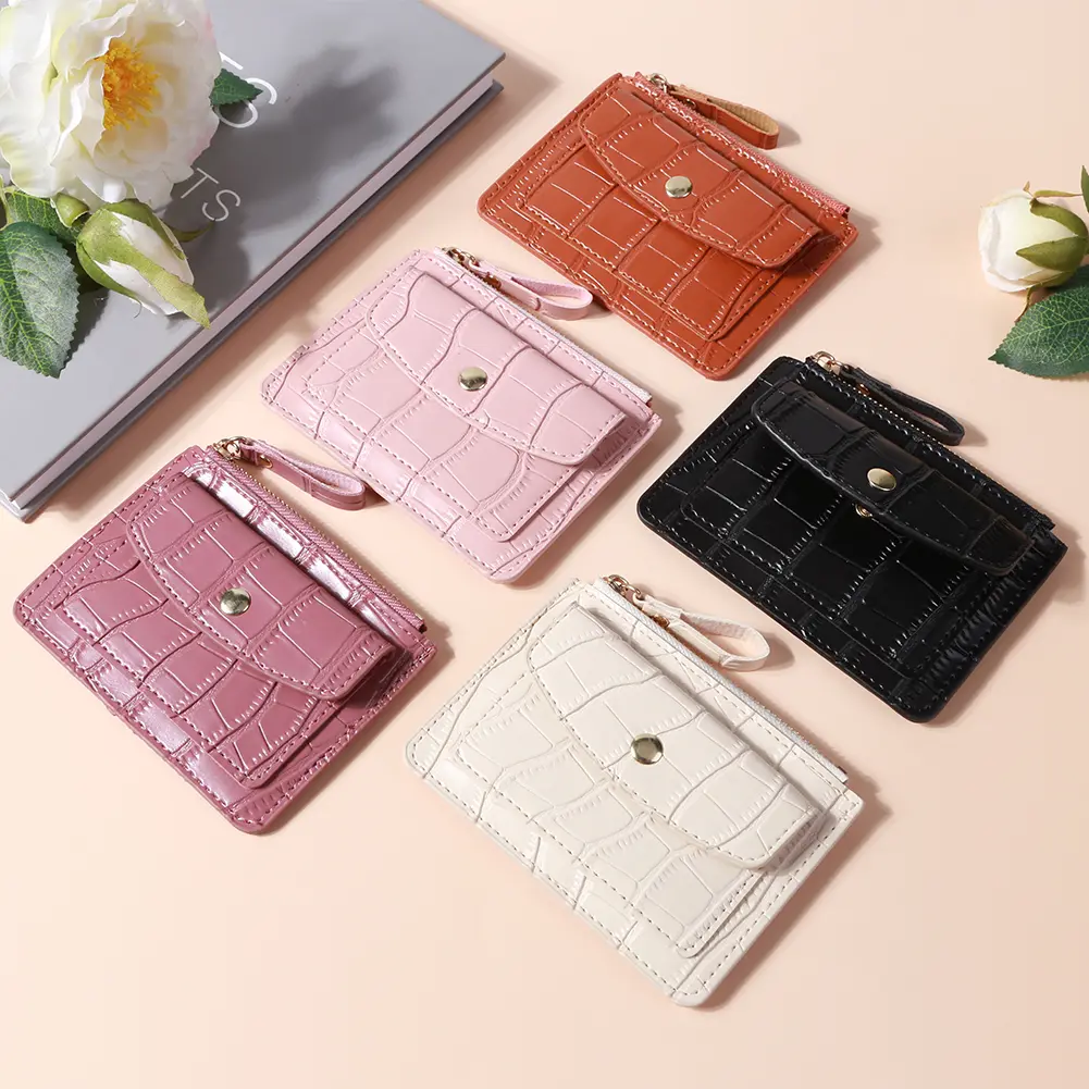 Women Simple Card Bag PU Leather Fashion Short Wallet Solid Color Casual Money Wallet Daily Bag for Ladies