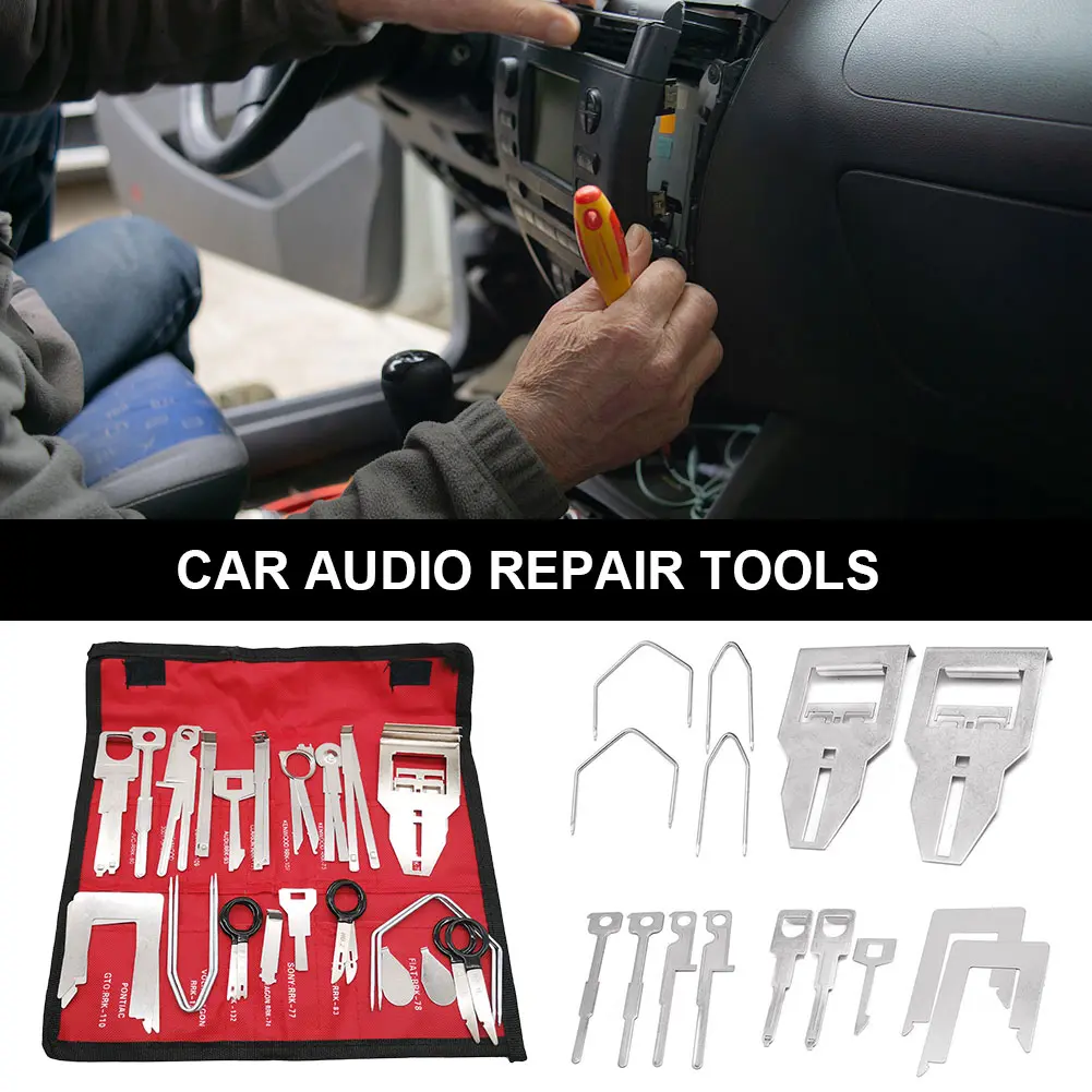 Stereo CD Repair Hand Tools Set Car Radio Removal Key Tool Kit Metal Car Audio Release Keys Extractor Car Audio Repair Tools