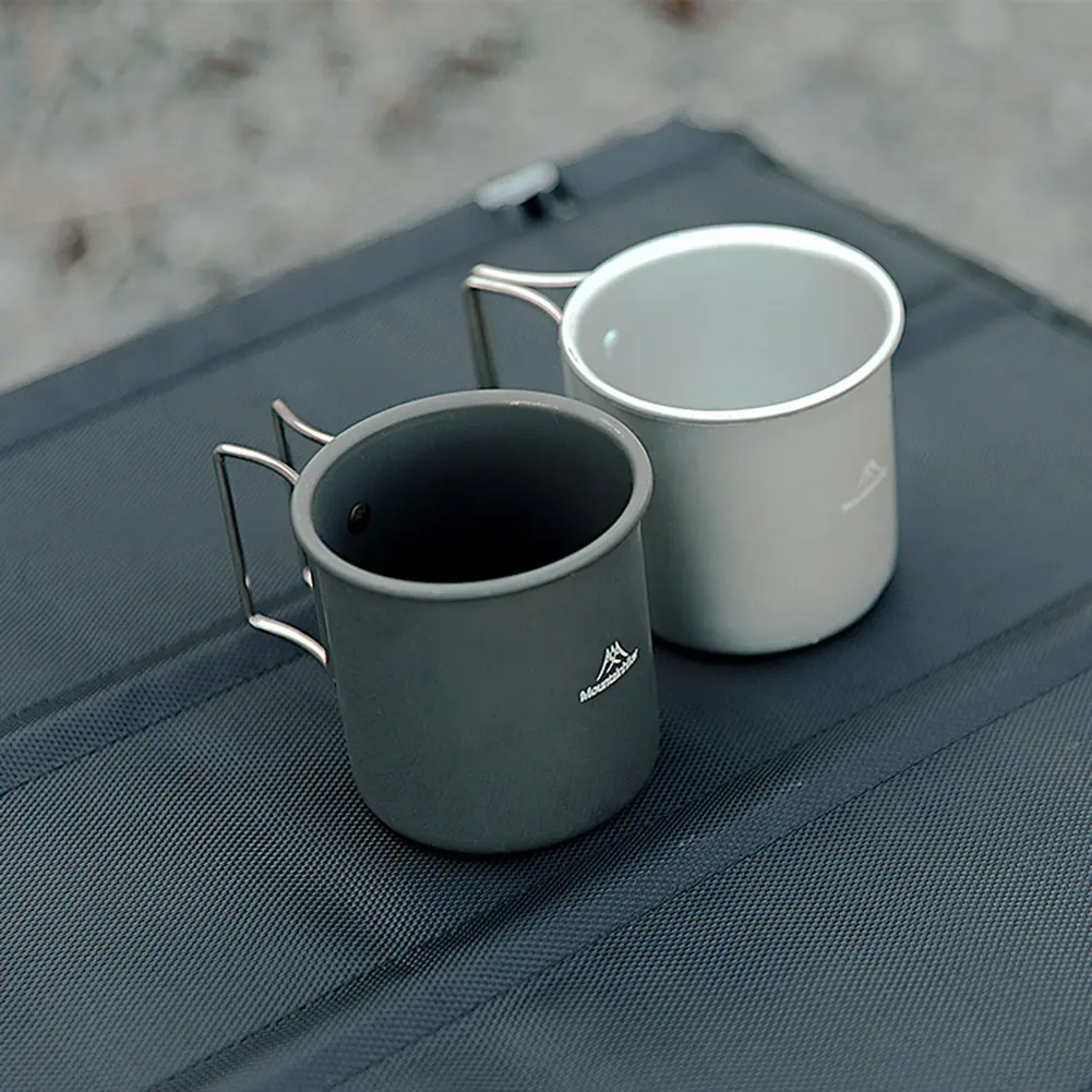 Mountainhiker 300ml Water Cup Lightweight Tea Water Mugs Aluminum Foldable Handle Outdoor Portable Camping Hiking Tableware