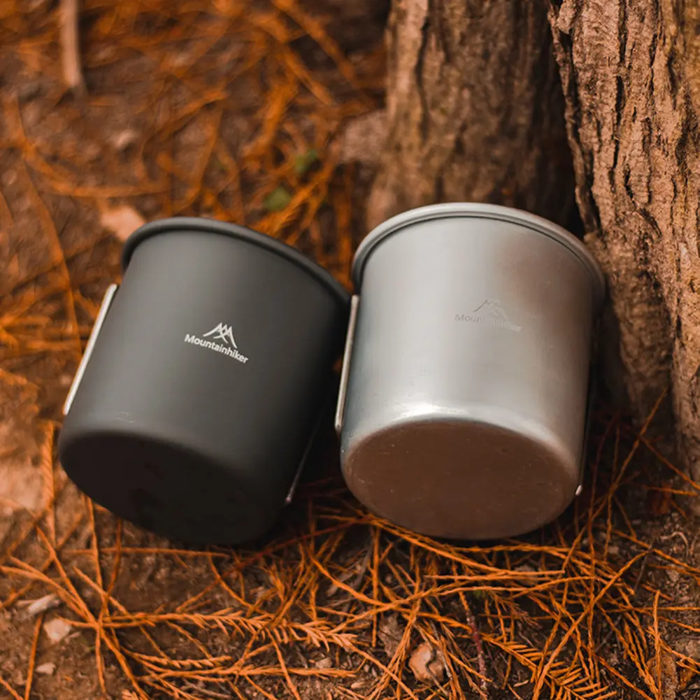 Mountainhiker 300ml Water Cup Lightweight Tea Water Mugs Aluminum Foldable Handle Outdoor Portable Camping Hiking Tableware