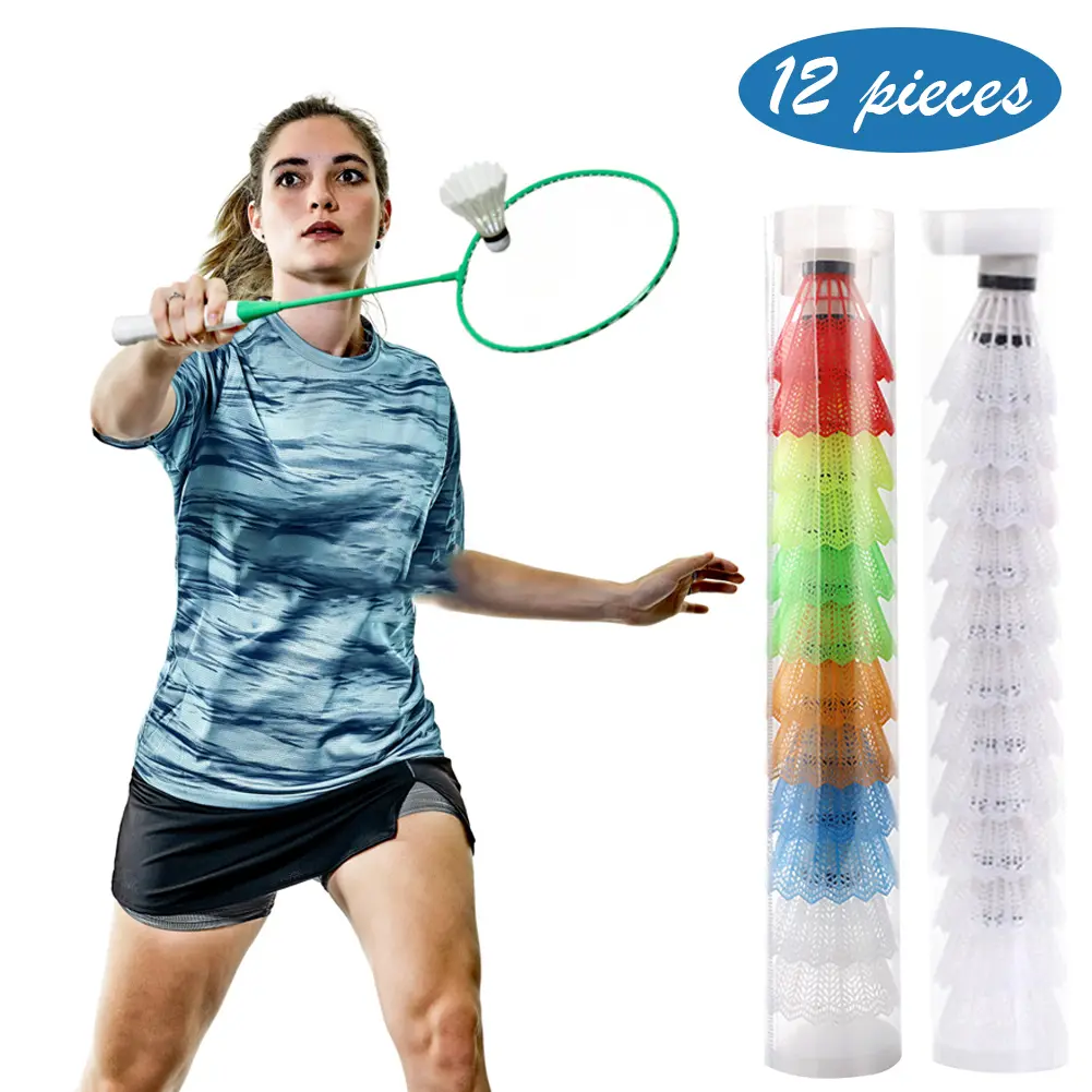 24/12X Plastic Badminton Shuttlecock Lightweight Badminton for Hitting Practice Portable Badminton for Practice Outdoor Supplies