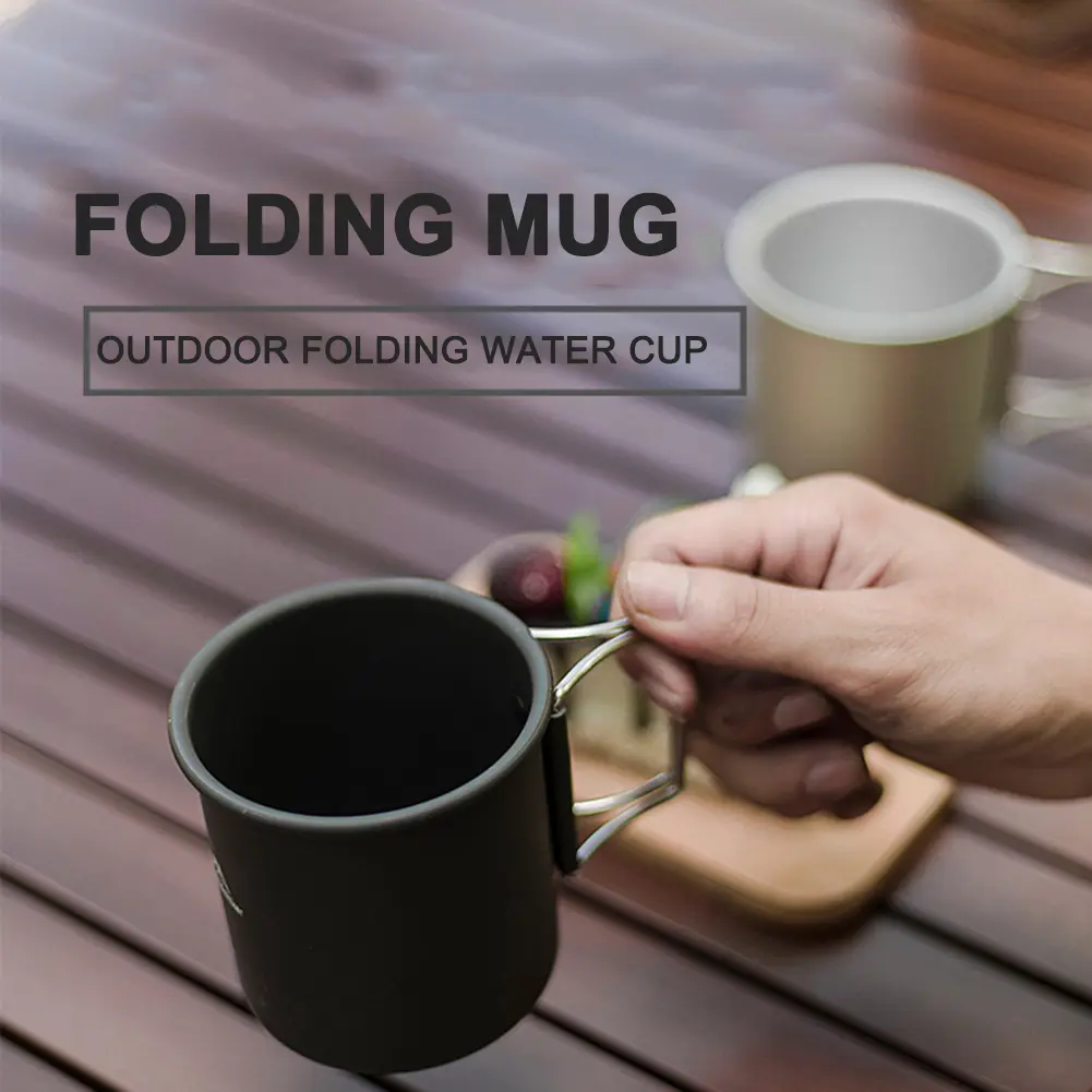 Mountainhiker 300ml Water Cup Lightweight Tea Water Mugs Aluminum Foldable Handle Outdoor Portable Camping Hiking Tableware