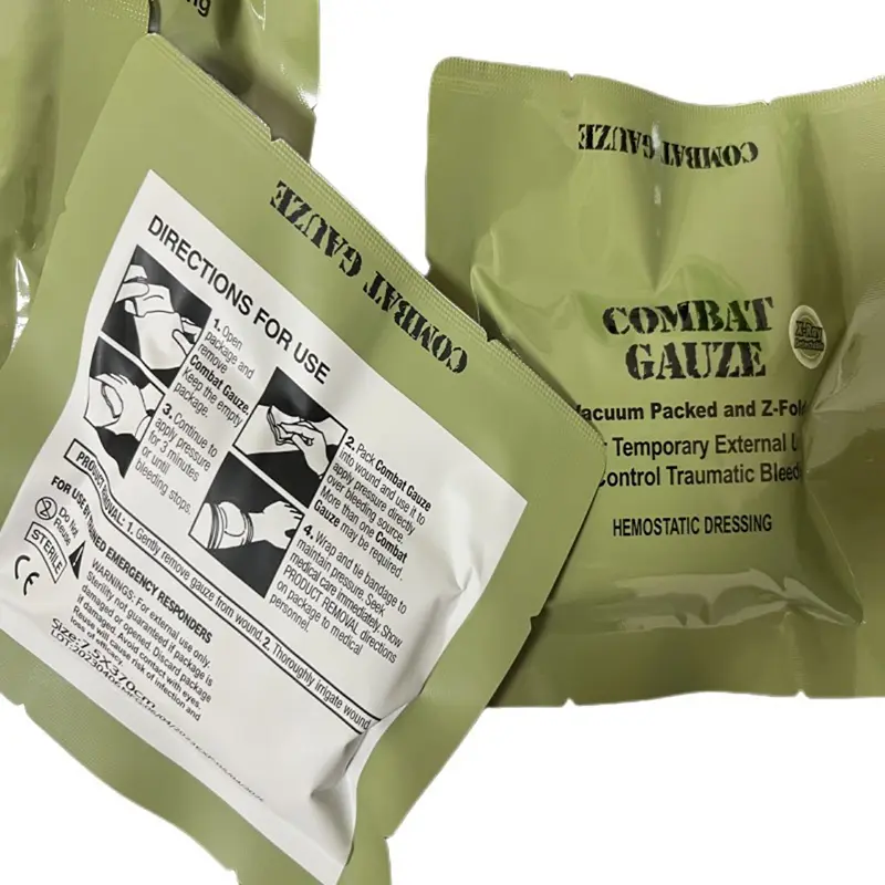 Hemostatic Kaolin Gauze Combat Emergency Trauma Z-Fold Soluble For Ifak Tactical Military First Aid Kit Medical Wound Dressing