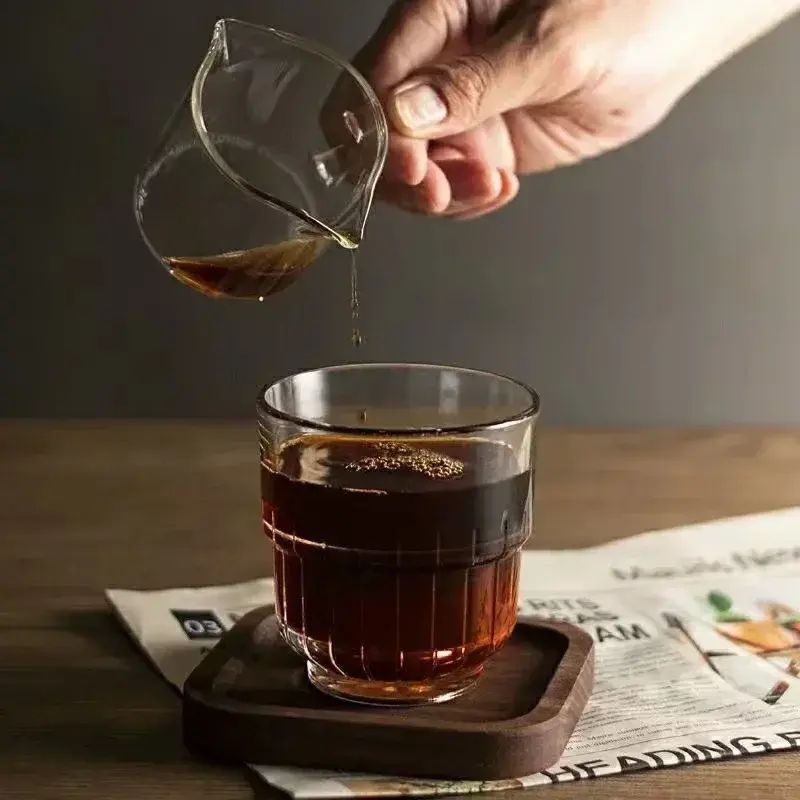 4pcs Sets Coffee Cups Household Glass Drinkware Stacked Ice Latte Cup Heat Resistant Water Drinking Juice Milk Coffeeware Cups
