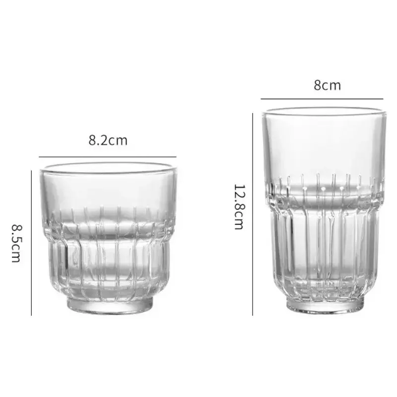 4pcs Sets Coffee Cups Household Glass Drinkware Stacked Ice Latte Cup Heat Resistant Water Drinking Juice Milk Coffeeware Cups