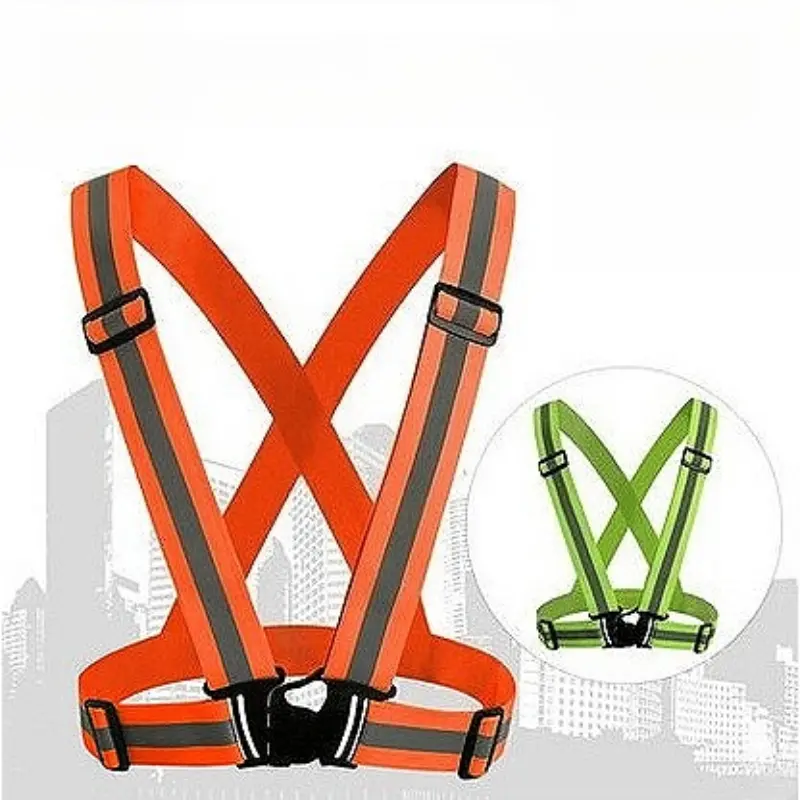 Reflective Safety Vests Reflective Elastic Shoulder Strap Lightweight Adjustable Elastic Vest Jacket for Traffic Control Running