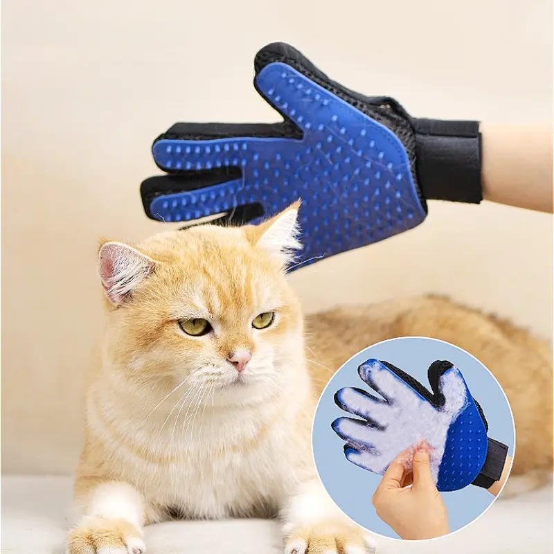 Pet Hair Remover Gloves Cat Grooming Hair Deshedding Brush Pet Grooming Glove Cat Dog Massage Bathing Cleaning Grooming Tools