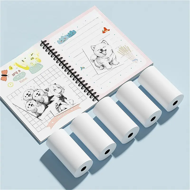 5 Rolls Thermal Paper Camera Printing White Children Camera Wood Pulp Instant Print Kids Rolling Paper Miniprinter Accessories