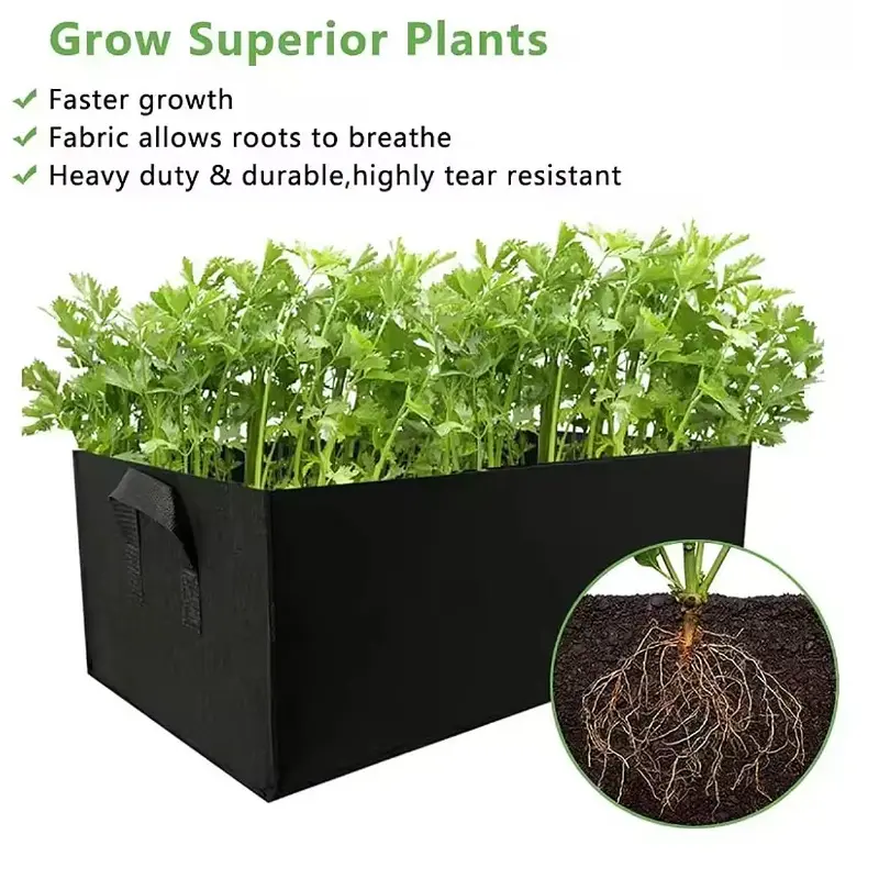 Grow Bags Rectangle Breathable Planting Container Grow Bag 30/50/60/100cm Garden Bed Planter Pot for Plants Flowers Vegetables