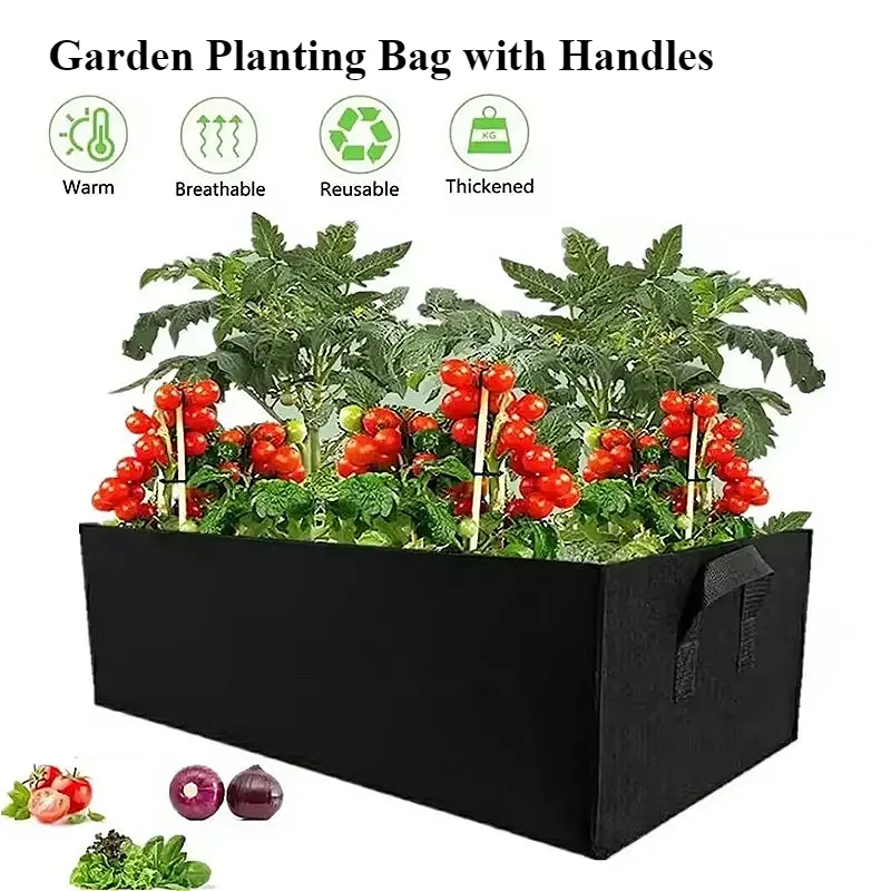 Grow Bags Rectangle Breathable Planting Container Grow Bag 30/50/60/100cm Garden Bed Planter Pot for Plants Flowers Vegetables