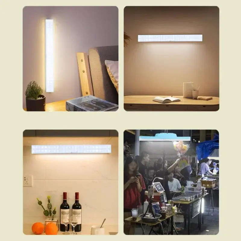 Portable Rechargeable Lamp Tube Night Light LED Lamps Cabinet Light with Hook Camping Light Household LED Tubes Lighting Tools