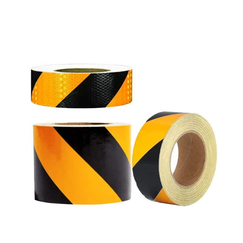 Black Yellow Reflective Tape Sticker Self-adhesive Car Safety Warning Reflective Film Truck Tape Road Marking Tape Accessories