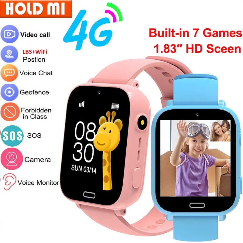 New Smart Watch Kids 4G Phone WIFI LBS Tracker Location Games Video Call Alarm Clock Children Smartwatch Camera Boys Girls Gift