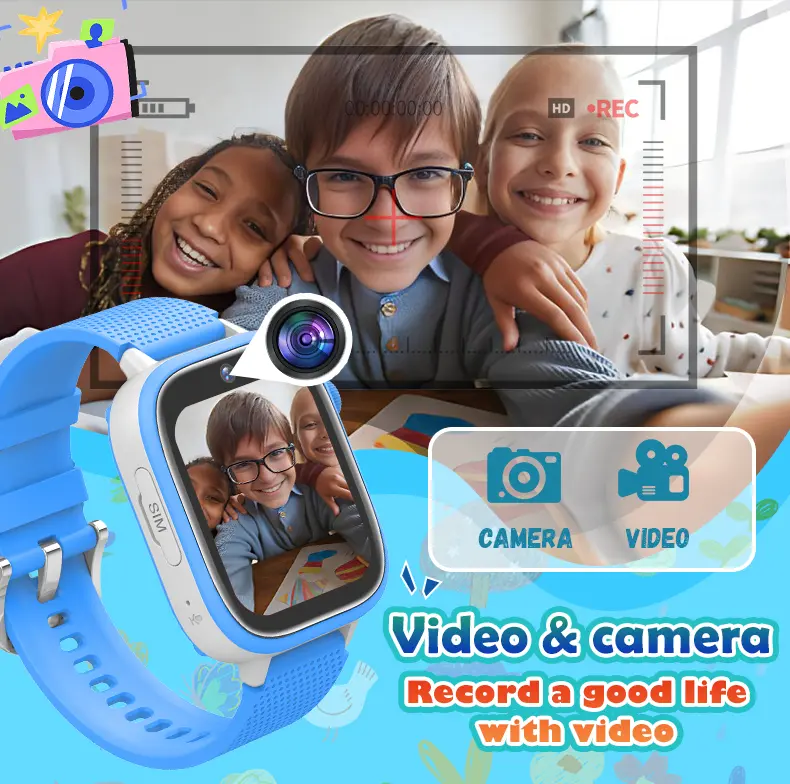 8GB Smart Watch Kids 4G GPS WiFi SOS Location Tracker Music Video Call Clock Children Smartwatch Camera for Boys Girls Gifts