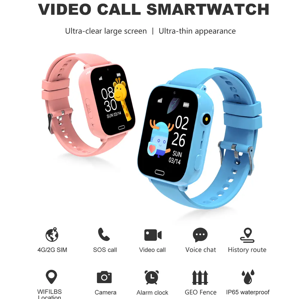 New Smart Watch Kids 4G Phone WIFI LBS Tracker Location Games Video Call Alarm Clock Children Smartwatch Camera Boys Girls Gift