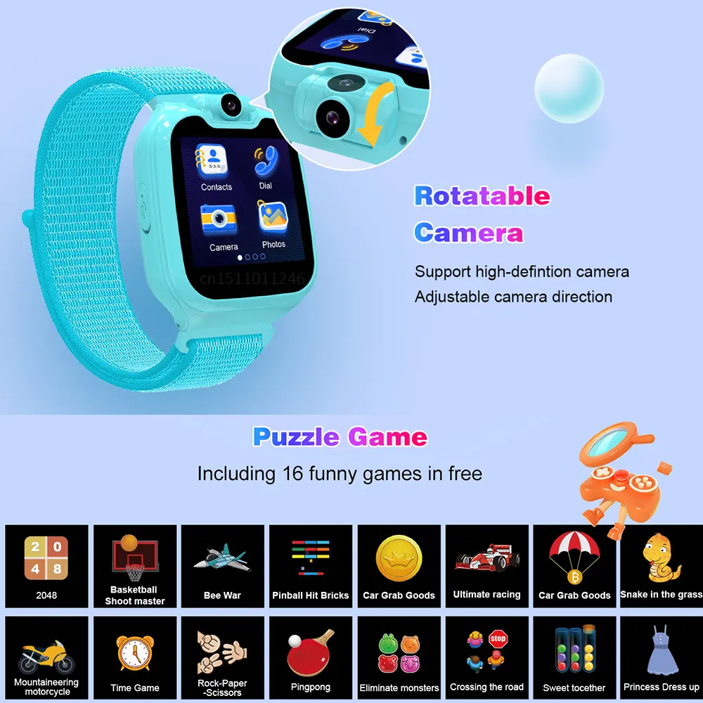 New Kids Smart Watch Phone Call SOS 16 Games With 512M TF Card Music Video Recording Children Smartwatch Camera Boys Girls Gifts