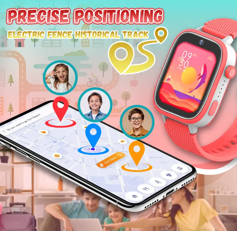 8GB Smart Watch Kids 4G GPS WiFi SOS Location Tracker Music Video Call Clock Children Smartwatch Camera for Boys Girls Gifts