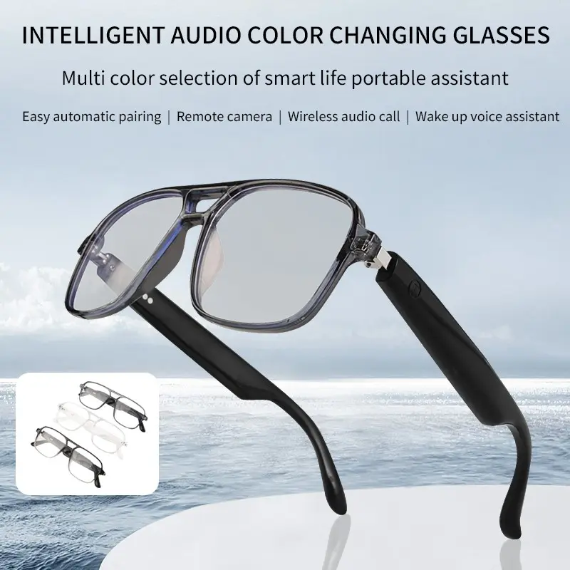GS10 Smart Audio Glasses Color-Change Lenses Wireless Bluetooth Glasses Anti-blue Light Ai Voice Assistant Camera Music Control