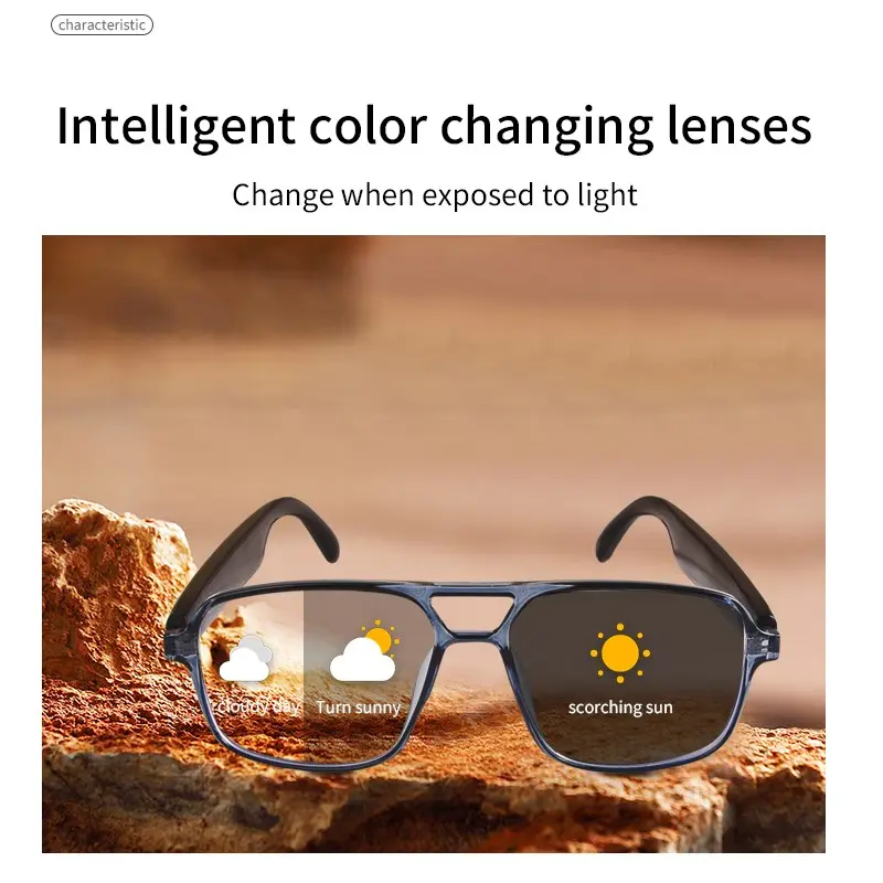 GS10 Smart Audio Glasses Color-Change Lenses Wireless Bluetooth Glasses Anti-blue Light Ai Voice Assistant Camera Music Control