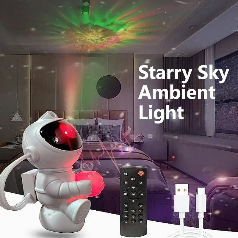 Astronaut Galaxy Projector Night Light USB Plug Ambient Light Bedroom Decoration Night Lamp Remote Control Child Birthday Gift