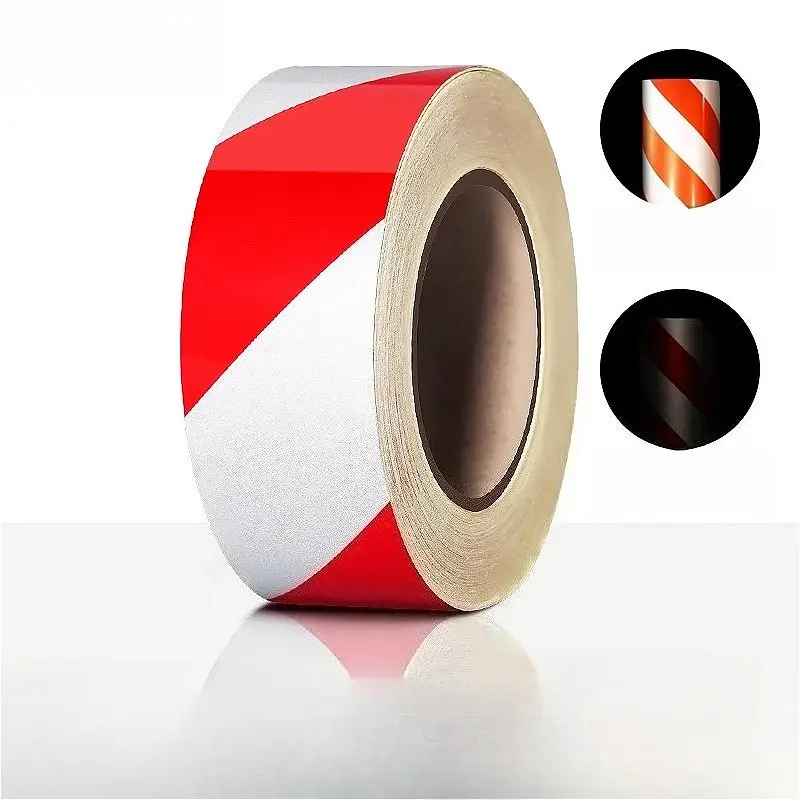 Reflective Safety Tape Traffic Safety Red White Barricade Stickers Security Protection Safety Warning Tape Hazard Warning Tape