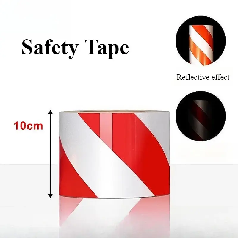 Reflective Safety Tape Traffic Safety Red White Barricade Stickers Security Protection Safety Warning Tape Hazard Warning Tape