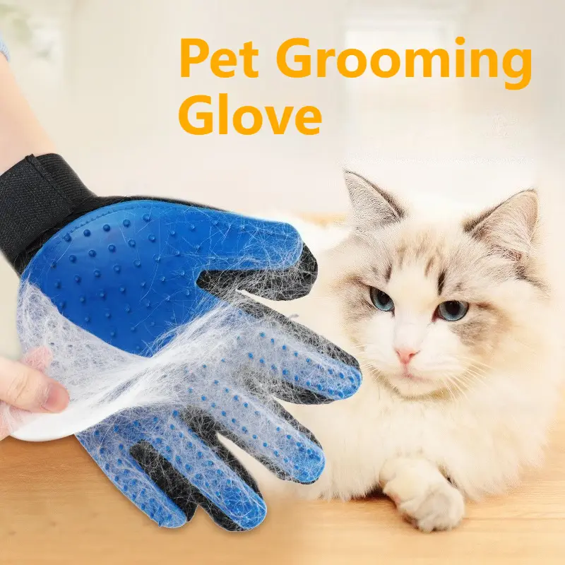 2pcs Pet Grooming Gloves Pet Hair Remover Gloves Cat Grooming Hair Deshedding Brush Cat Massage Bathing Cleaning Grooming Tools