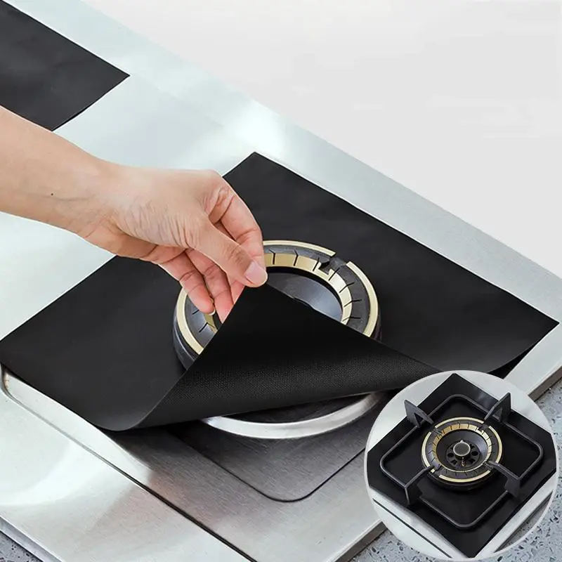 2pcs Gas Stove Protection Pad Kitchen Reusable Burner Covers Mat Protector Cleaning Pad Liner Cover Top Gas Stove Protective Pad