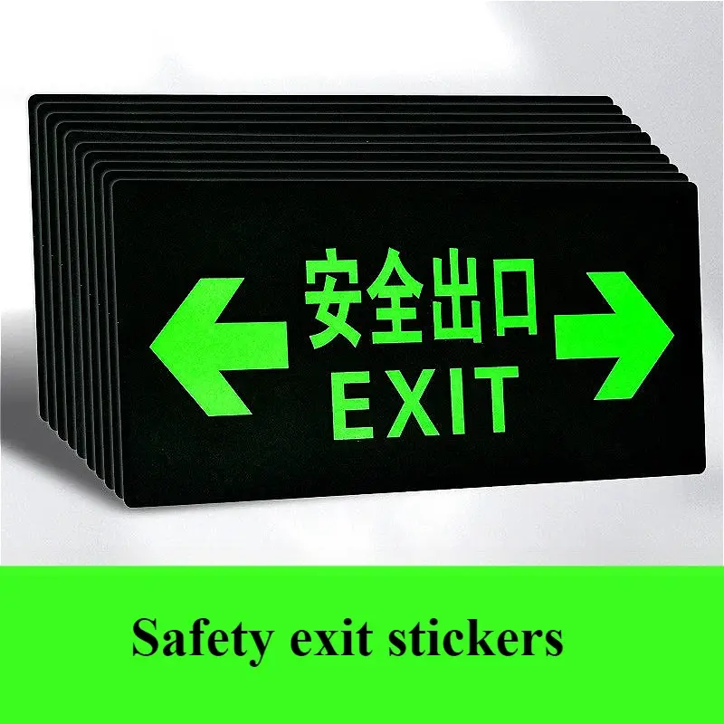 Luminous Safety Exit Signage Directional Self-illuminated Fire Evacuation Emergency Warning Signs Guidance Board Wall Sticker