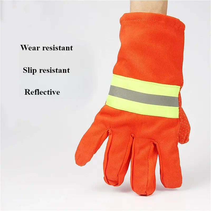 Fire Gloves Fire Extinguishing Flame Retardant Emergency Rescue Reflective Strip Safety Gloves Work Gloves Security Protection