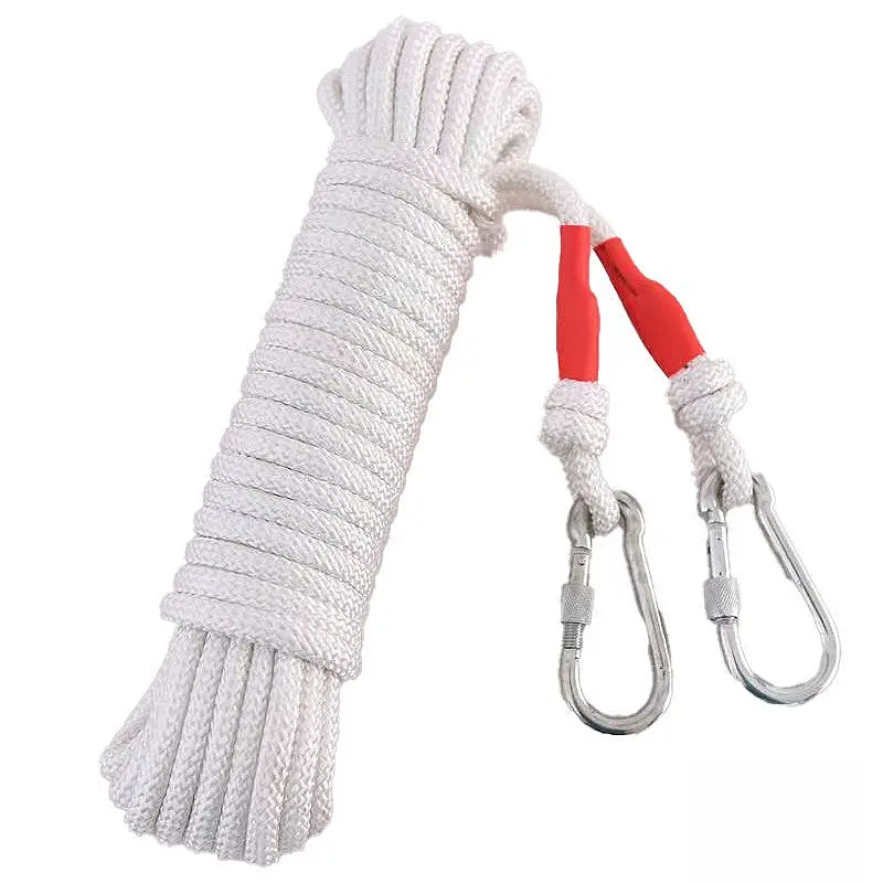 Emergency Escape Rope Climbing Ropes Rescue Safety Rope with Double Buckle Fishing Rope 20m Length for Outdoor Camping Sports